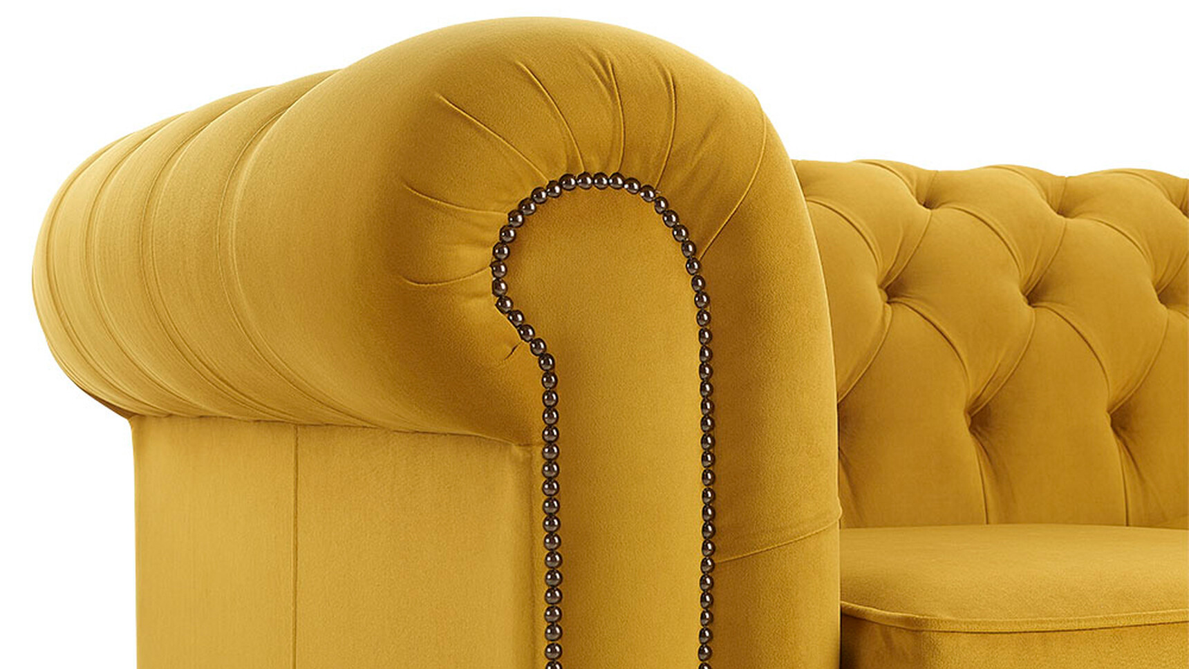 Connection Bloomsbury Armchair In Yellow Upholstery Detail Image Of Chair On White Background
