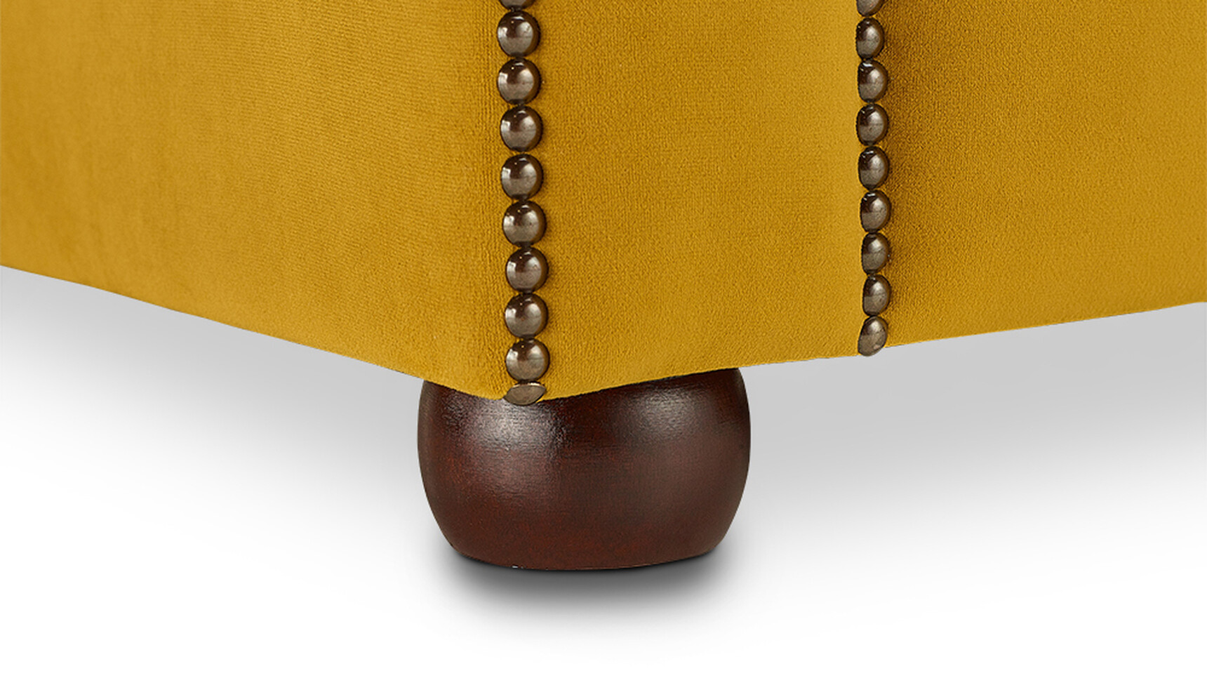 Connection Bloomsbury Armchair With Yellow Upholstery Detail Image Of The Wood Feet