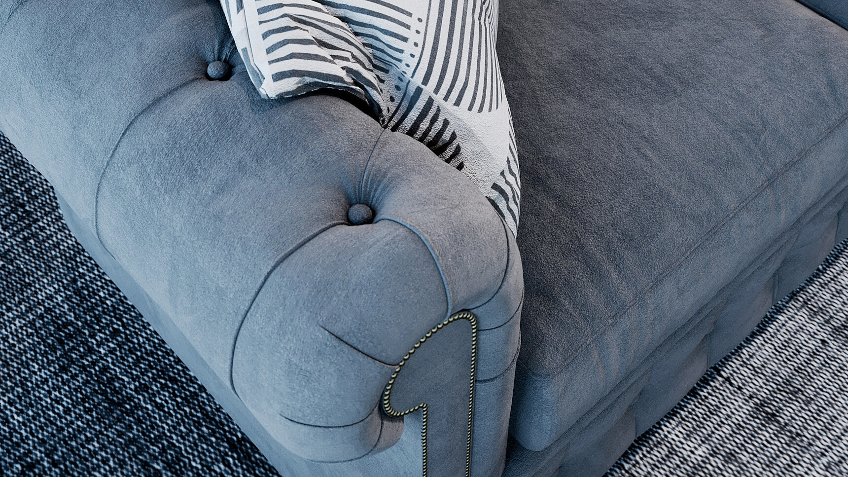 Connection Bloomsbury Two Seater Sofa With Blue Upholstery Detail Image