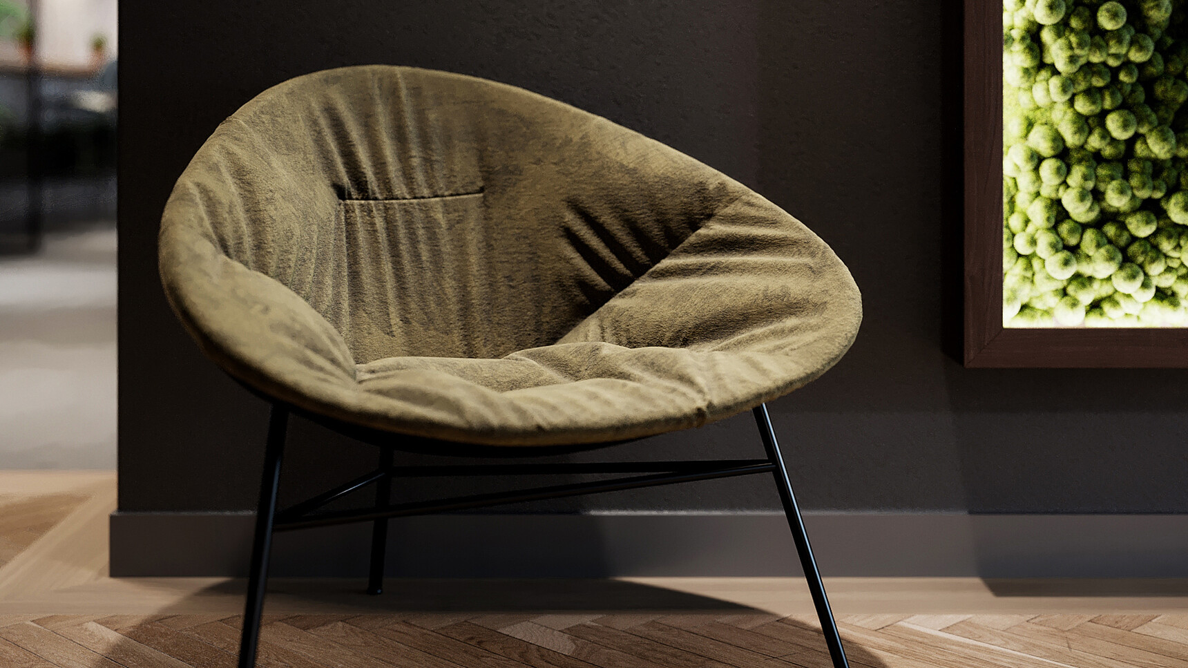 Connection Chelsea Lounge Chair With Moss Upholstery Detail Image In Lounge Setting