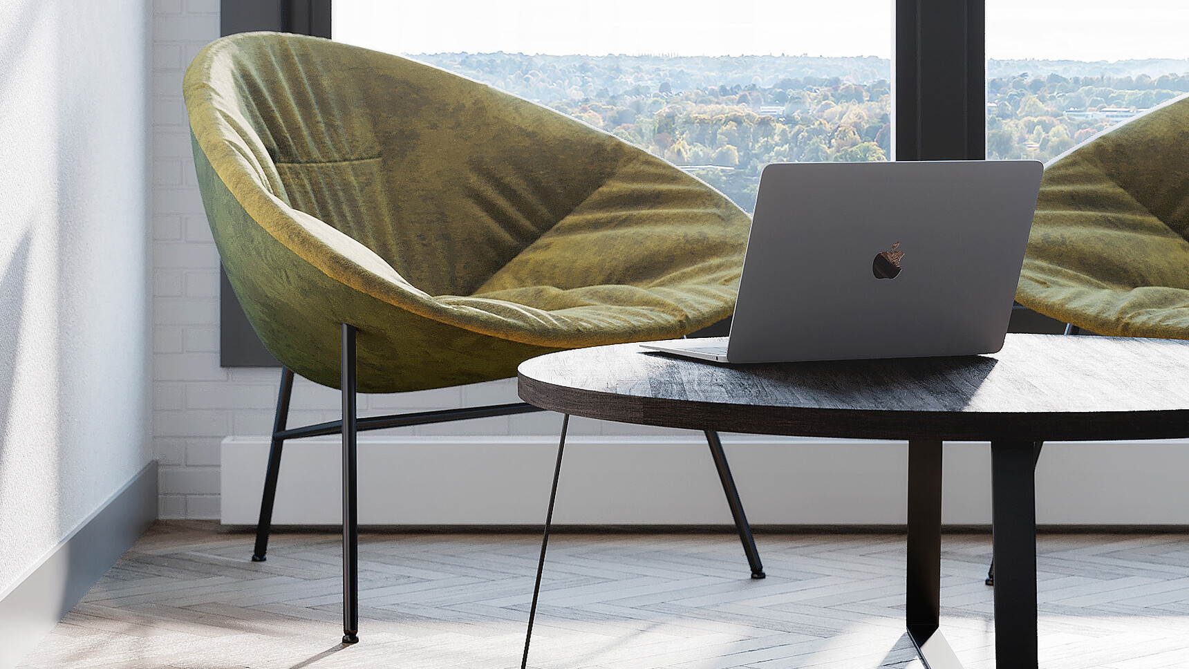 Connection Chelsea Lounge Chair With Moss Upholstery Family Image With Coffee Table At Chair