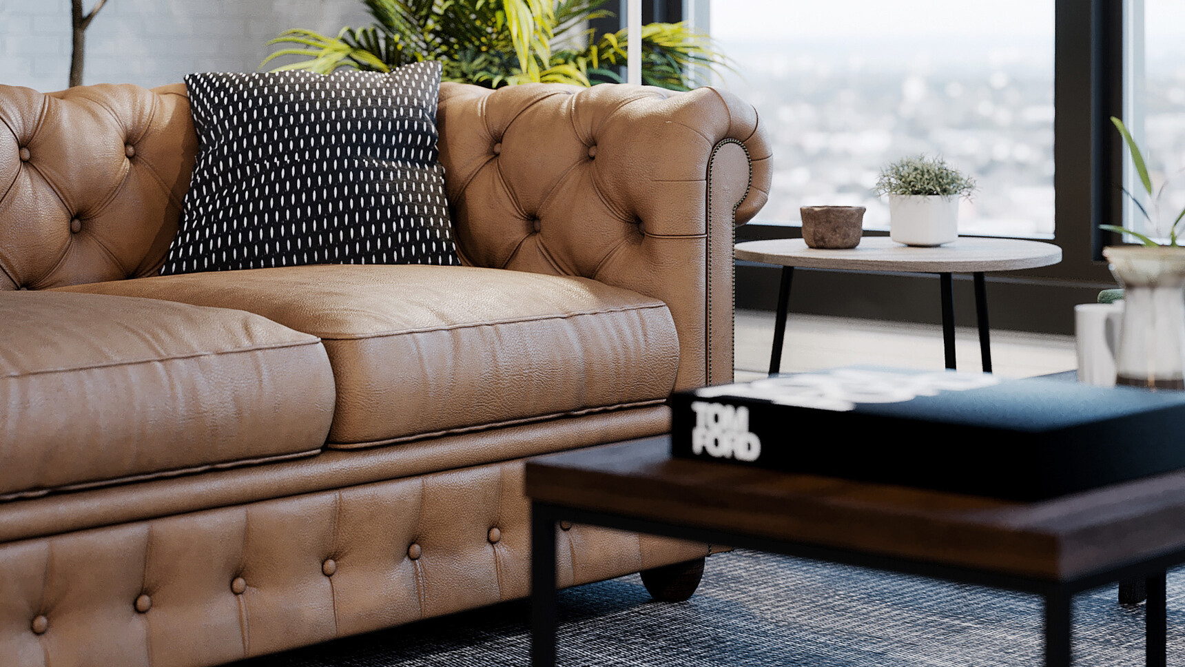 Connection Forge Large Coffee Table Detail Image With Sofa