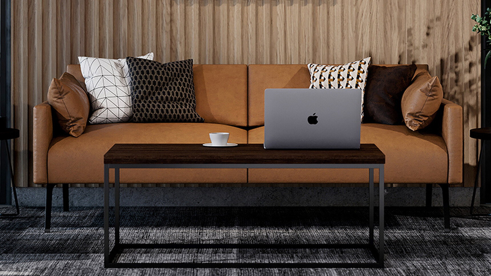 Connection Leo Two Seater Sofa With Brown Leather Detail Image With Coffee Table At Sofa Family Image