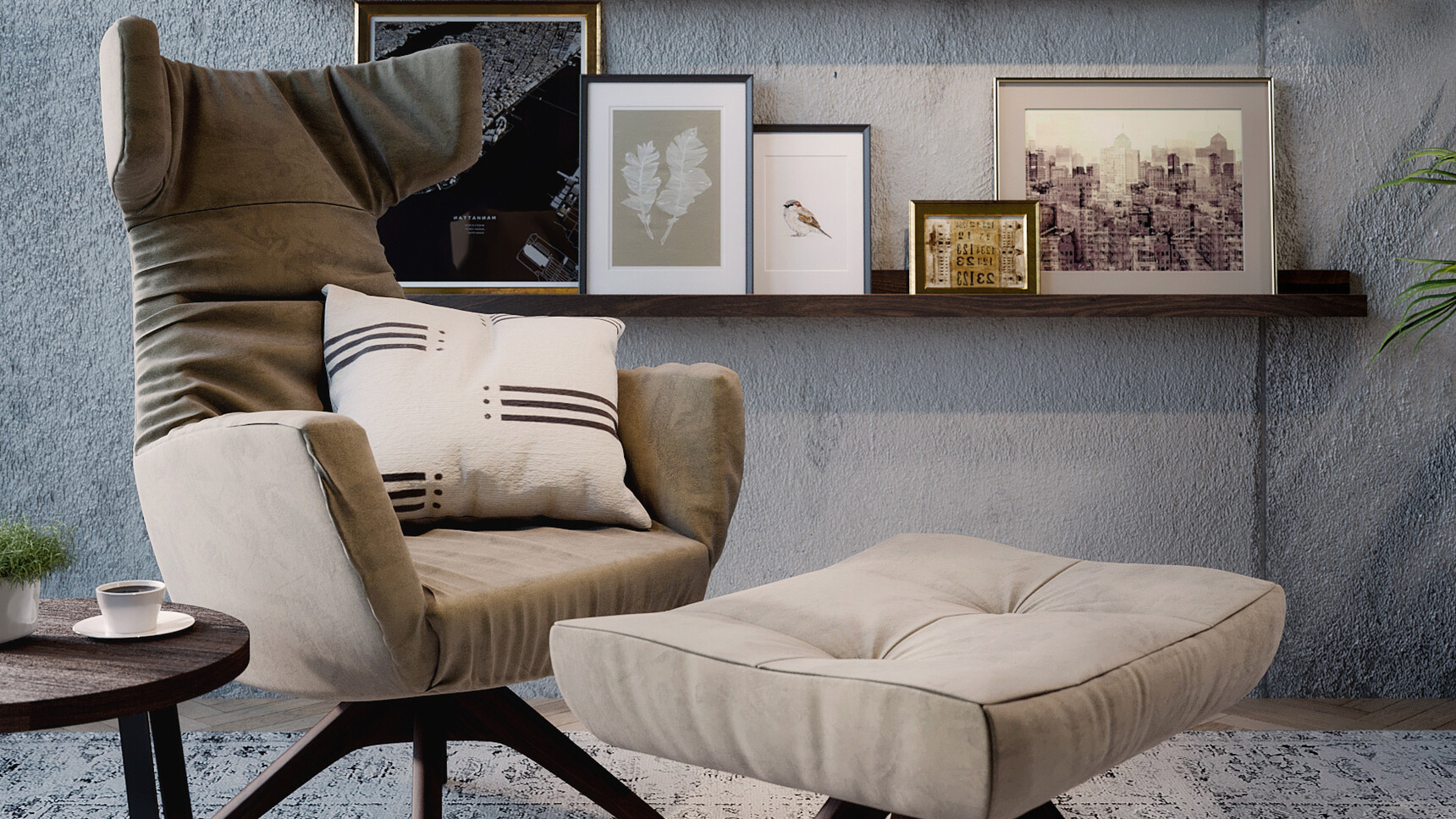 Connection Regent Armchair With Grey Upholstery And Footstall Detail Image In Office Setting