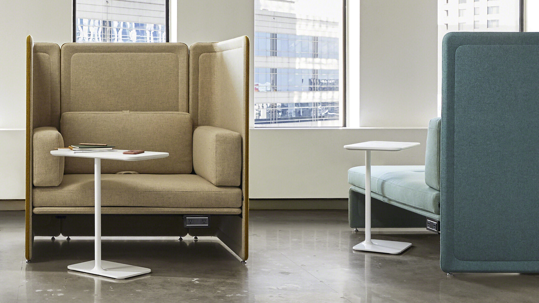 Coalesse Lagunitas Personal Tables In White Finish At Lagunitas Lounge Systems Family Image