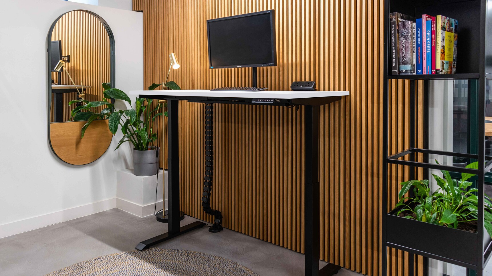 Workstories Sit-Stand Solo Height Adjustable Desk With White Finish In Office Setting Extended