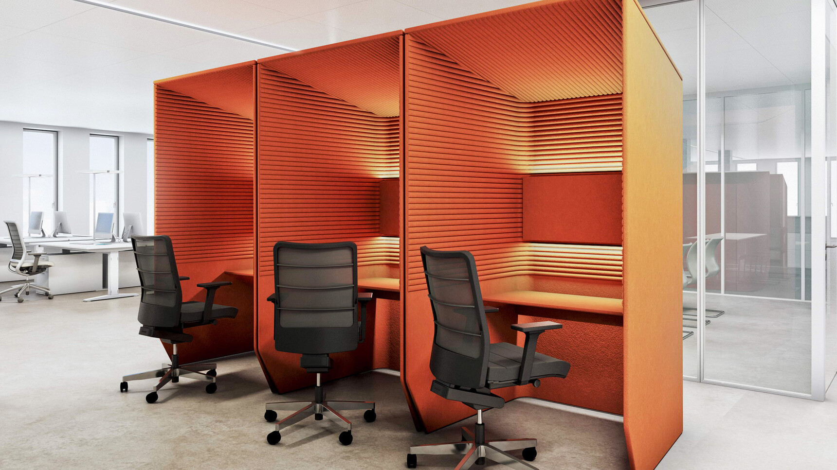 BuzziSpace BuzziBooth In Orange Fabric In Office Setting