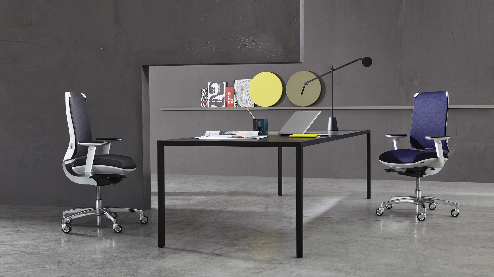 Two Sitland Leaf Air Task Chairs At Table Family Image