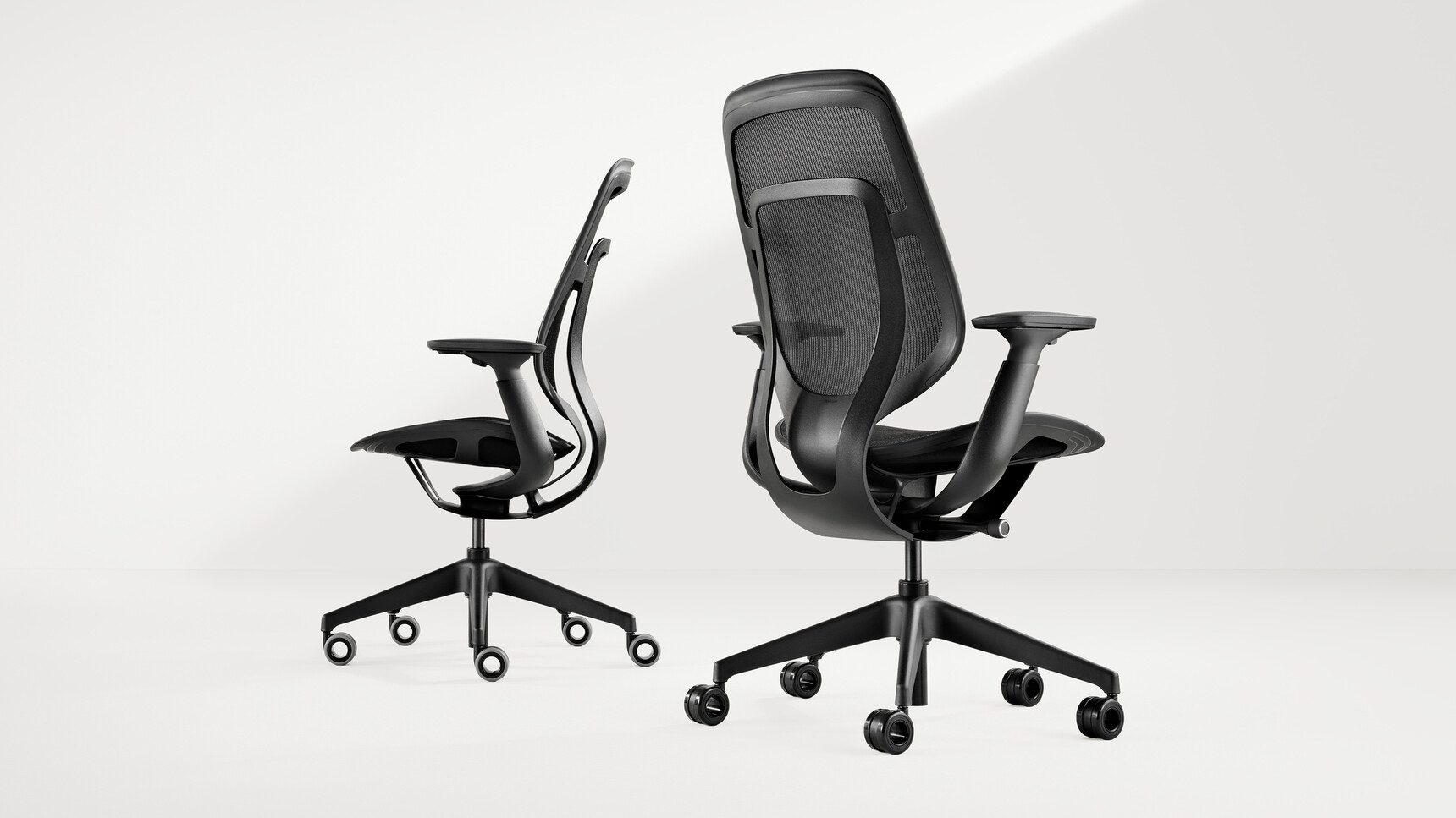 Two Steelcase Karman Office Chairs Black Finish Family Image
