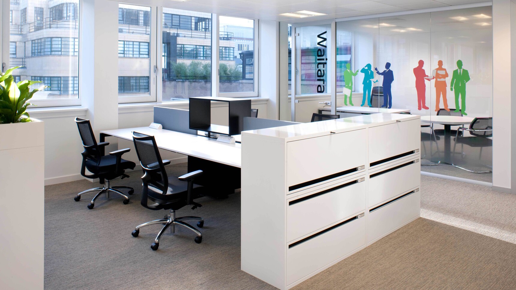 Sitland Team Strike Mesh Office Chairs With Black Upholstery At Desks Family Image