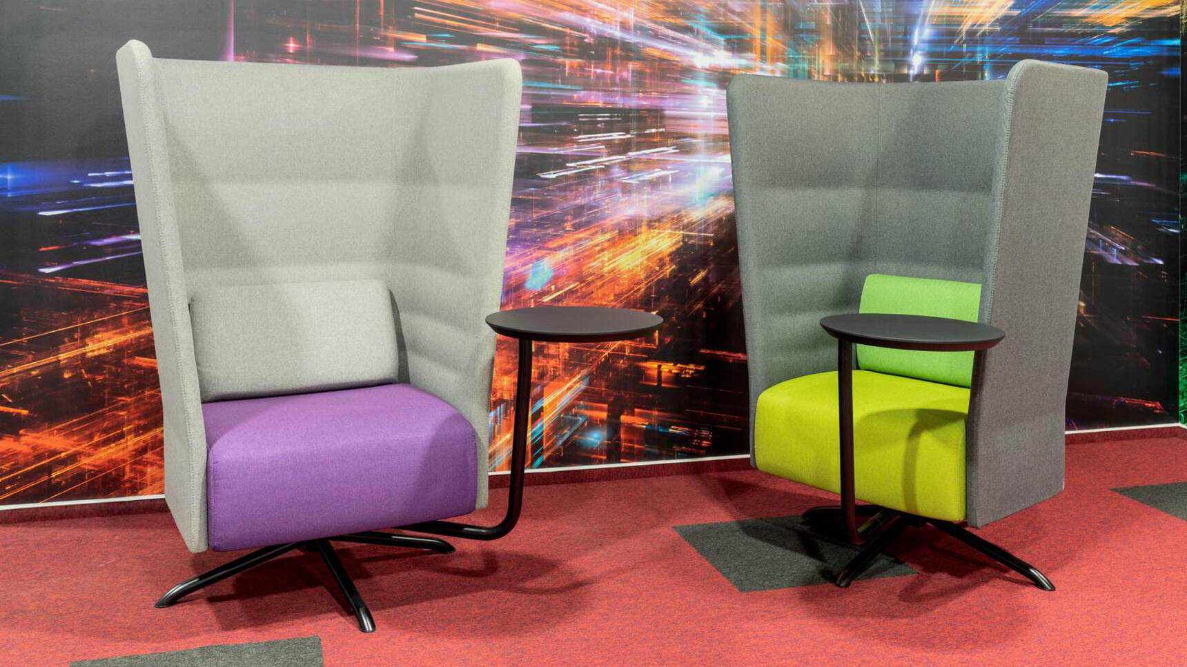 Cell 128 High Back Armchairs With Four Leg Tubular Metal Bases Family Image