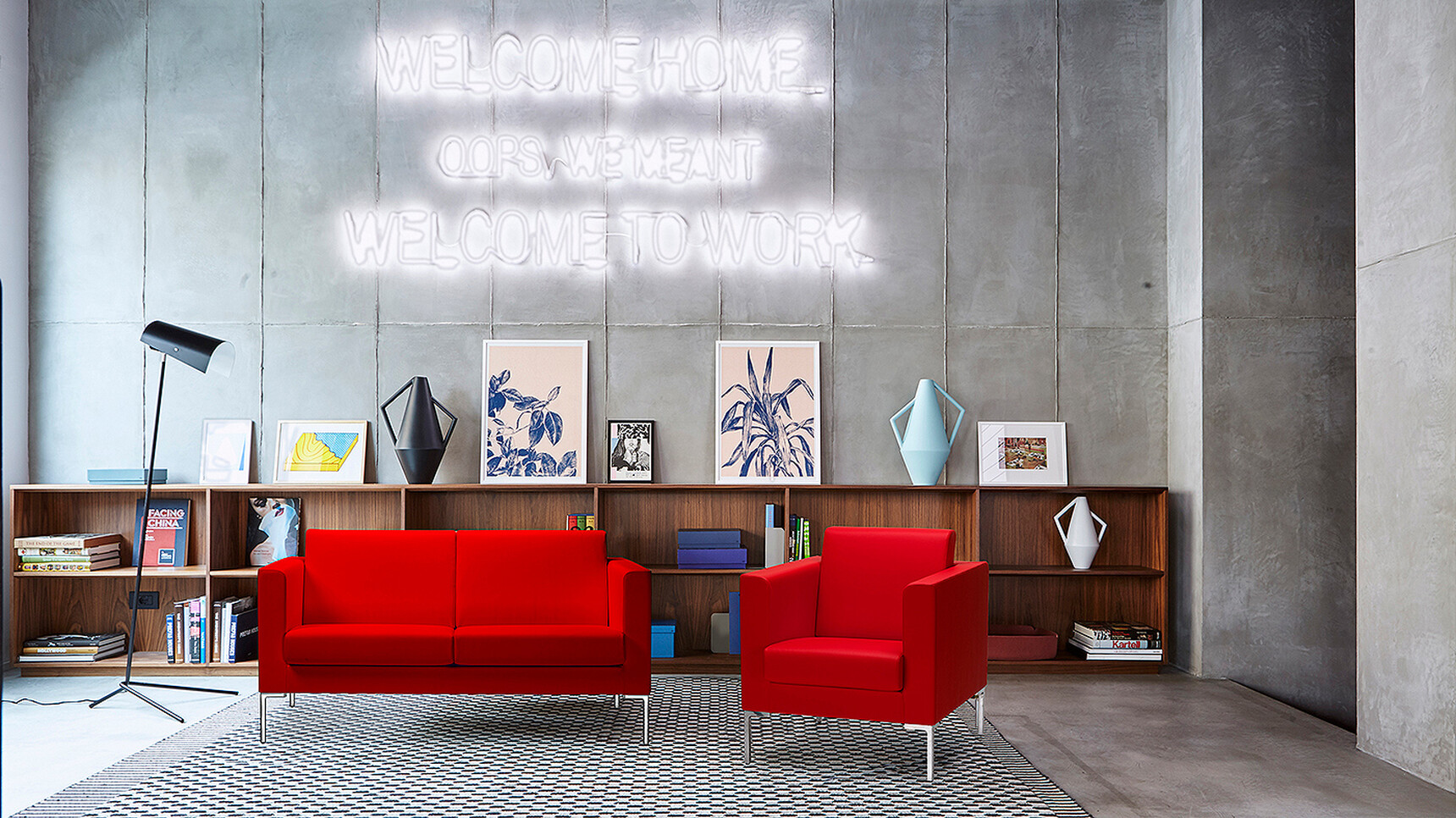 Sitland Canape Armchair With Sofa Red Upholstery Family Image