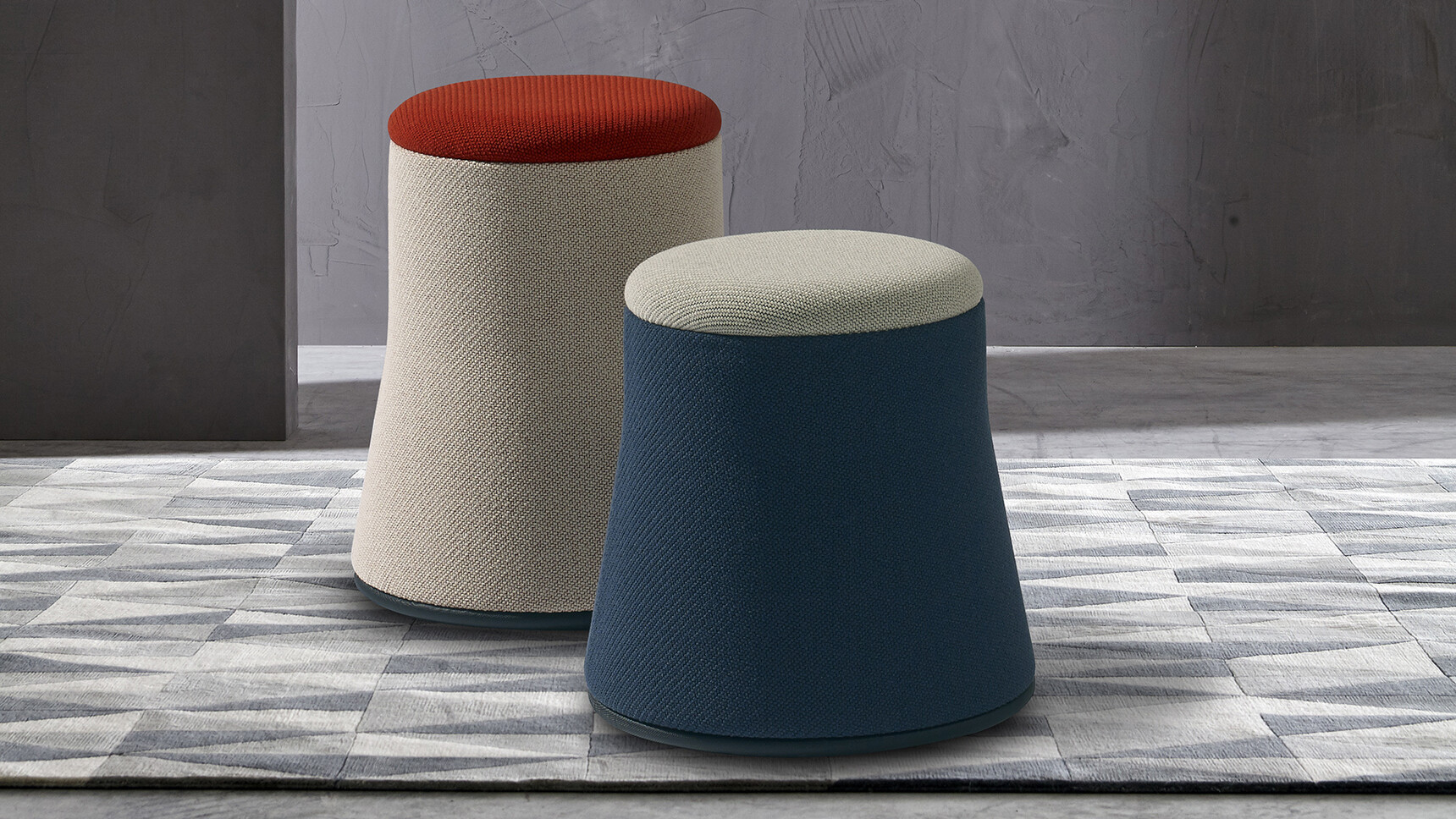 Sitland Joy Pouffes In Grey Blue Upholstery Family Image