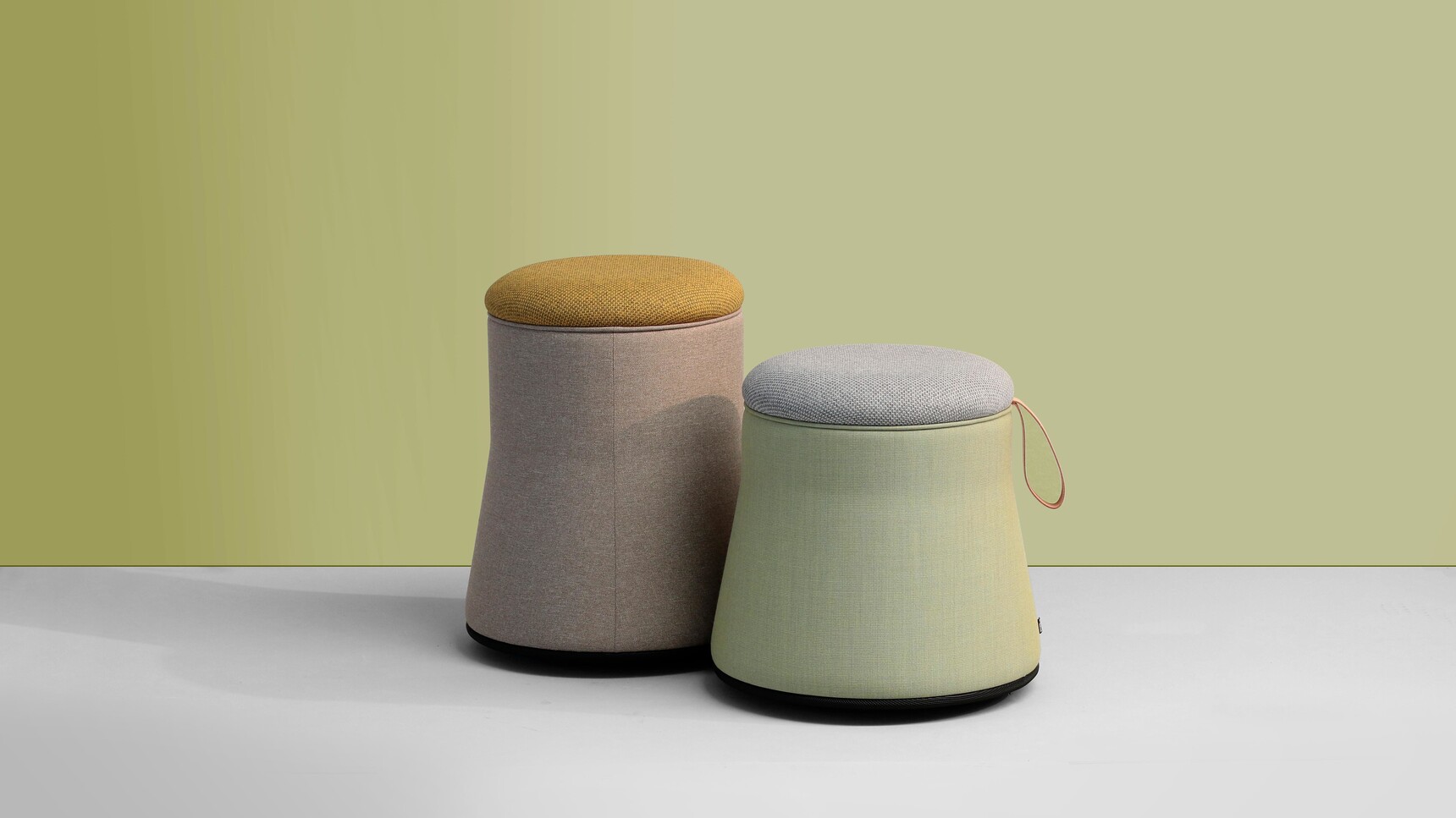 Sitland Joy Pouffes Green Background Family Image