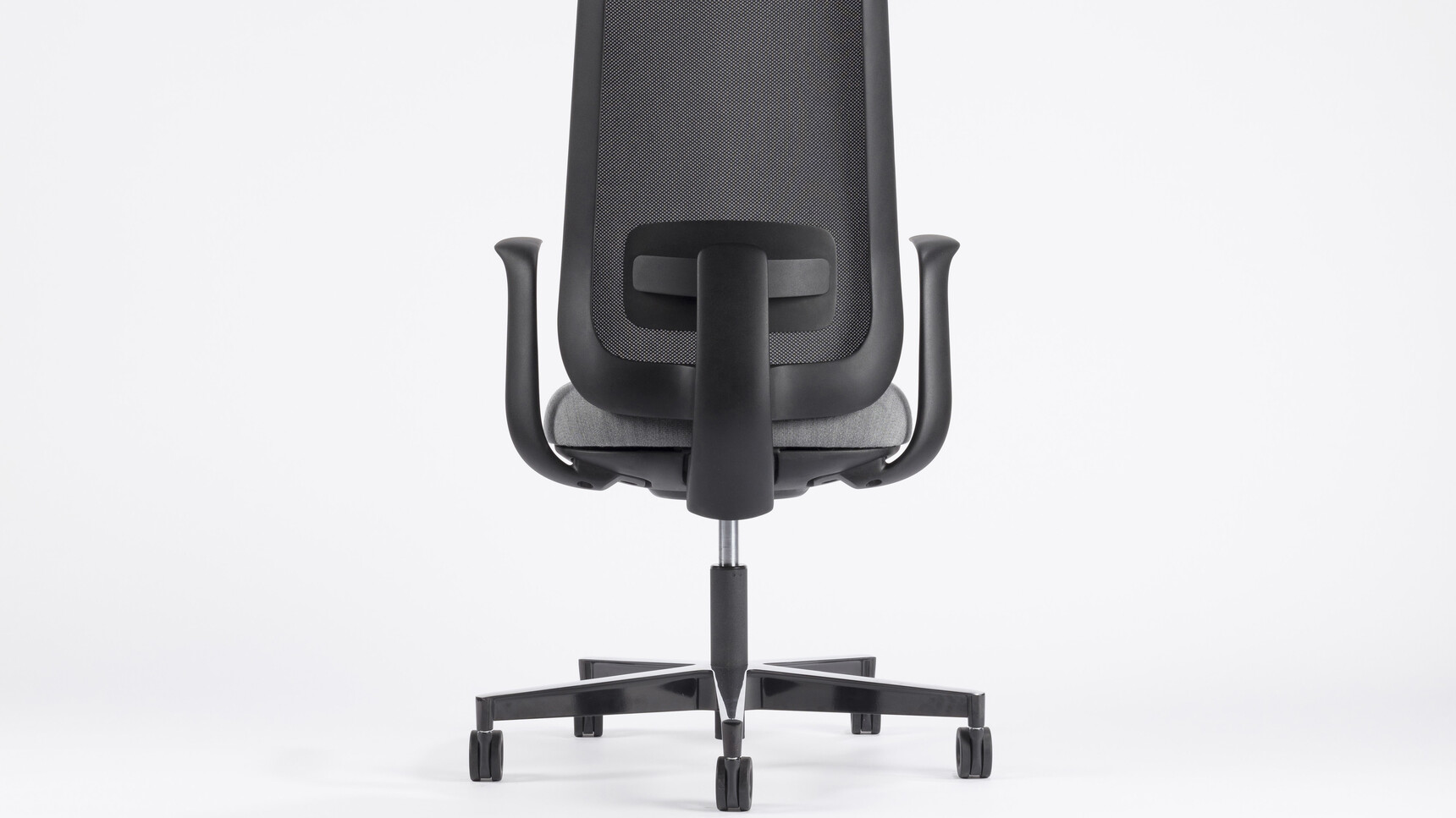 Sitland Skate Mesh Task Chair With Black Finish On Grey Background Back Finish