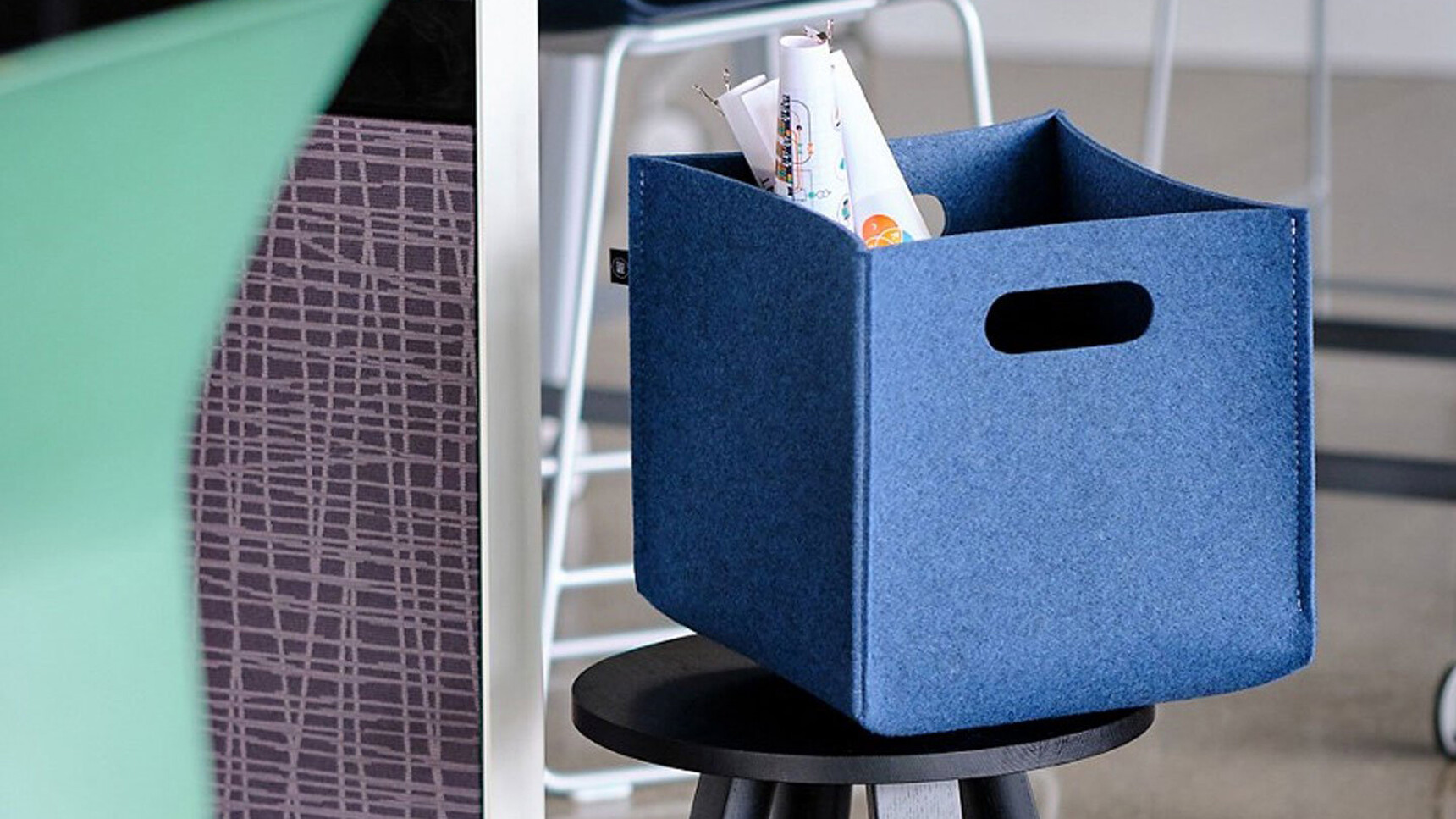 Buzzi Space BuzziBox Acoustic Storage Basket Blue Upholstery Family Image