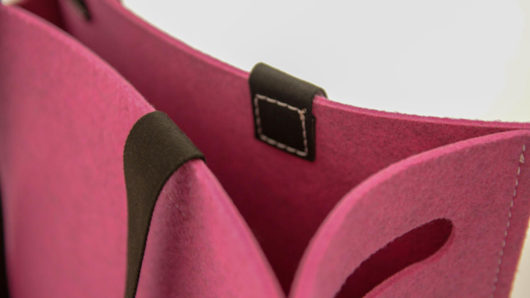 Buzzi Space BuzziBox Travel Acoustic Storage Basket Pink Upholstery Detail Image Showing Straps