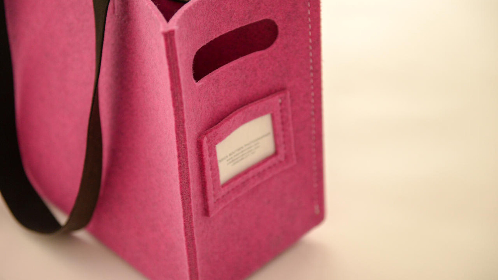 Buzzi Space BuzziBox Travel Acoustic Storage Basket Pink Upholstery Detail Image Of Label