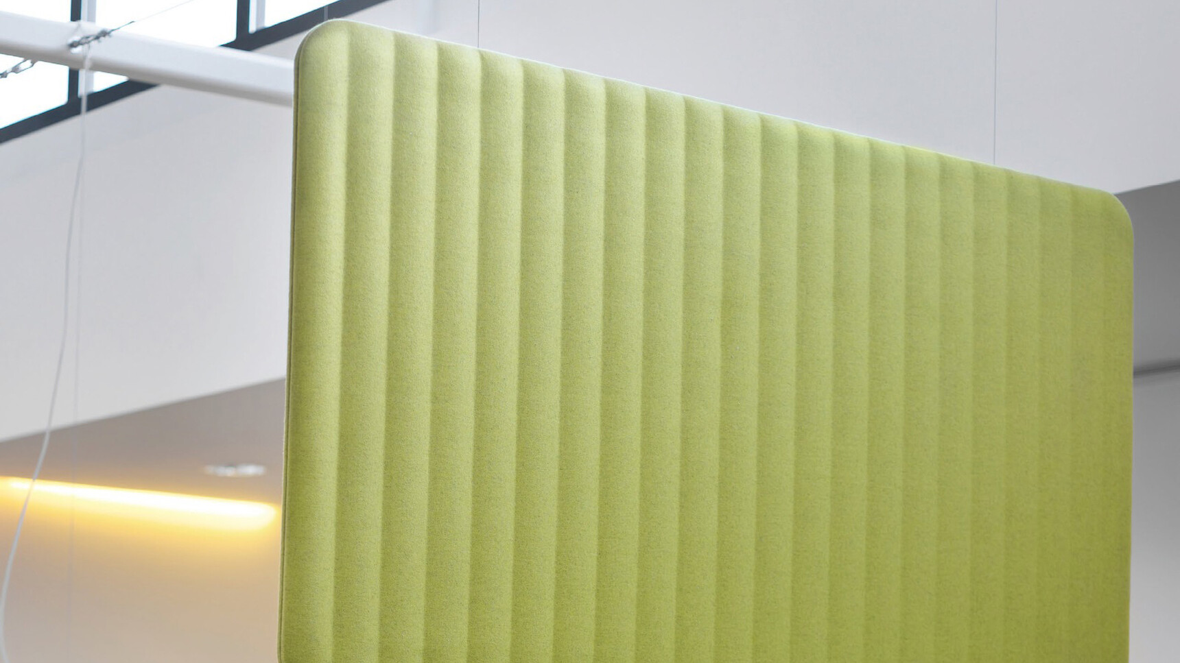 Buzzi Space BuzziLoose Acoustic Hanging Panel 3D Detail Image Green Upholstery