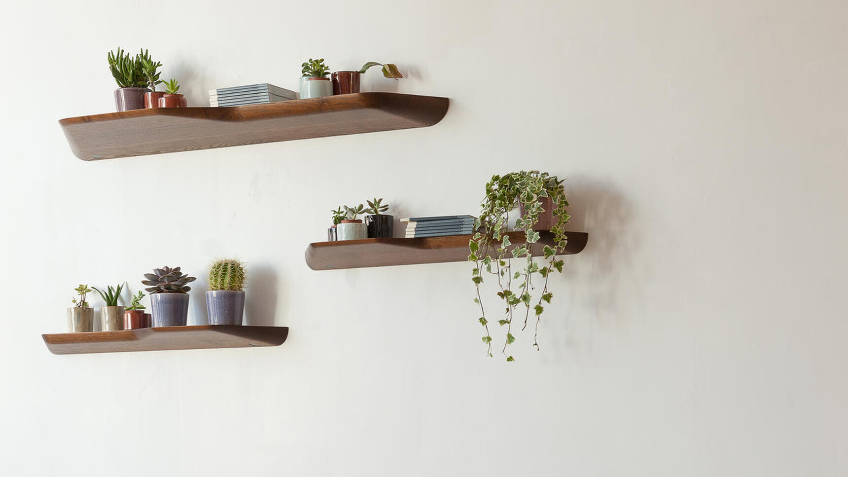 Buzzi Space Three BuzziPlank Multipurpose Shelfs Family Image With Plants