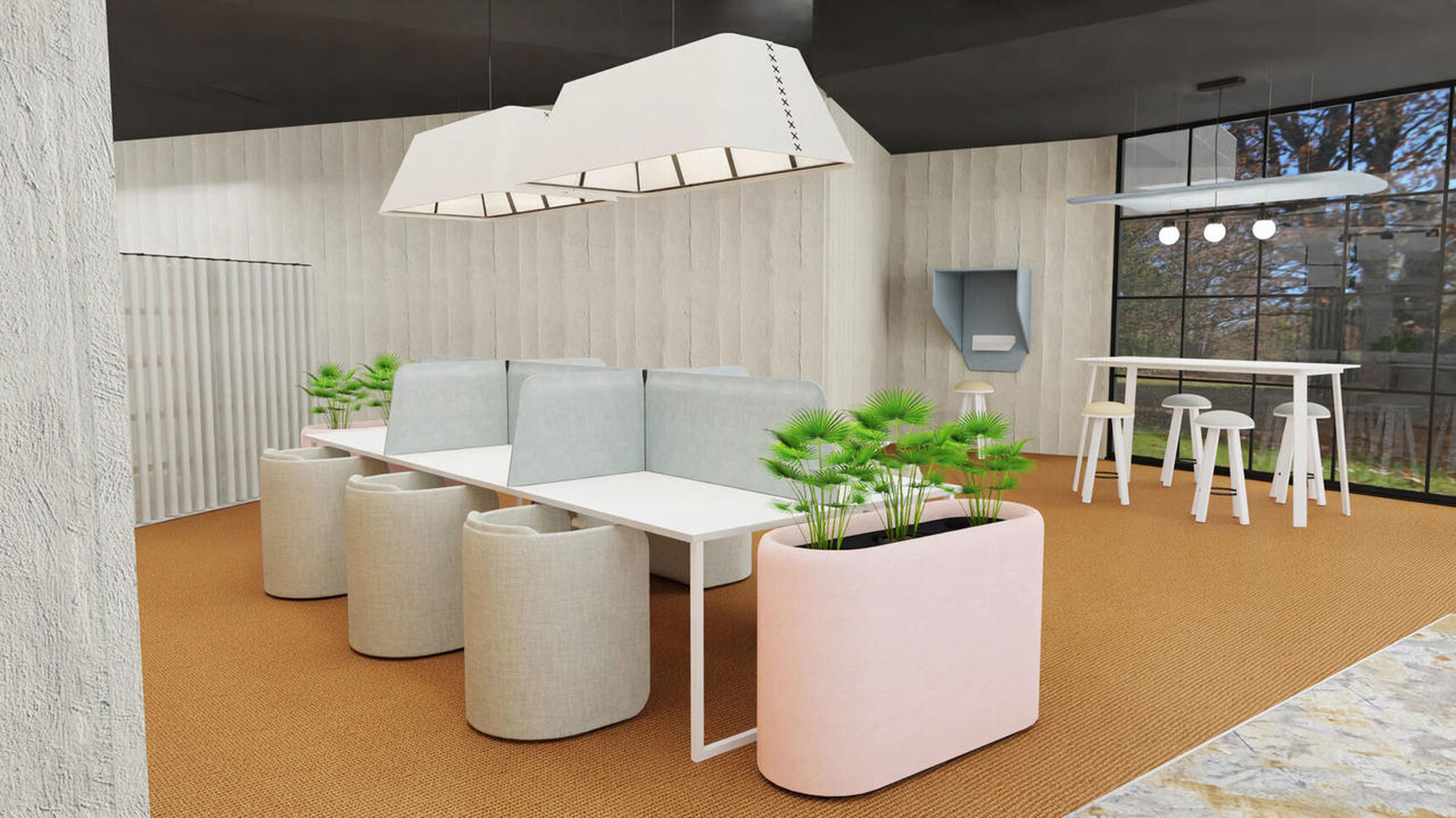 Buzzi Space BuzziDesk Cross Acoustic Desk Divider Grey Upholstery Family Image