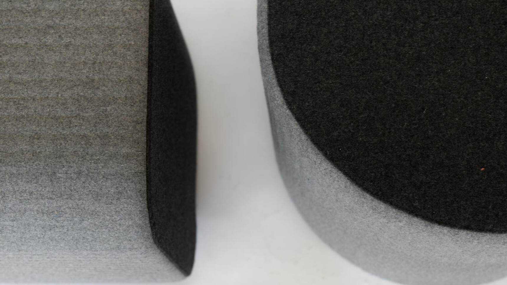 Buzzi Space BuzziDee Solo Pouffe 3D Rib Side Grey Fabric Overhead Image