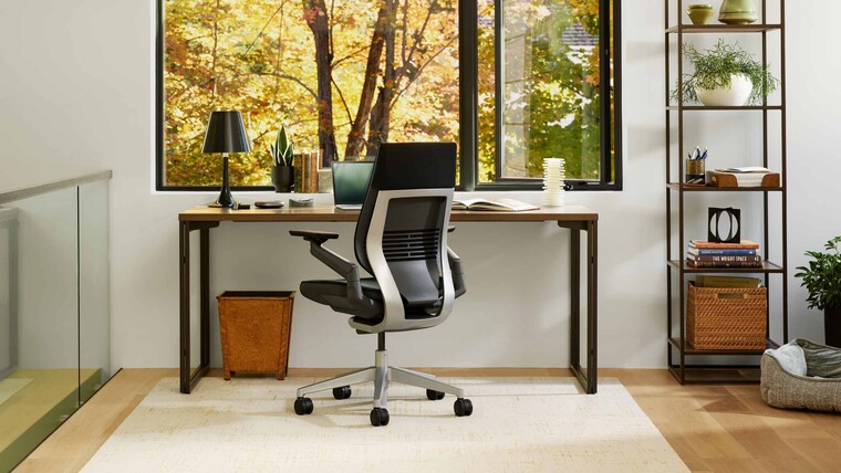 Steelcase Gesture Wrapped Back Office Chair At Desk In Home Image