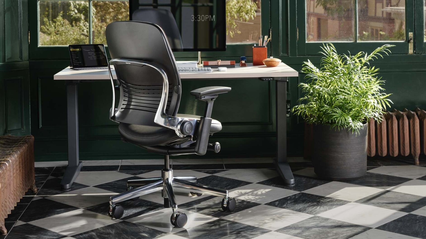 Steelcase Leap Premium Leather Office Chair Hunts Office