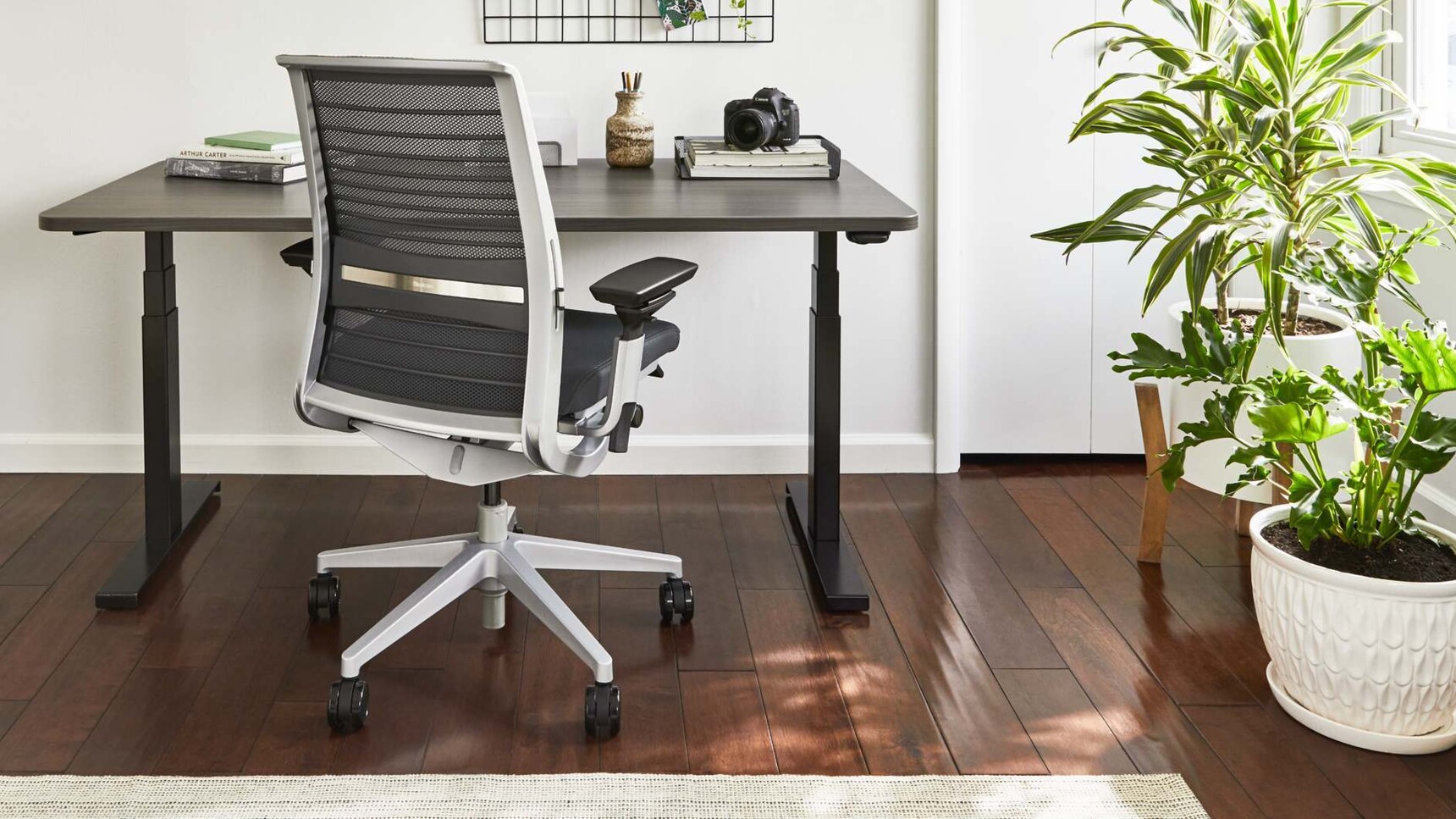 Steelcase Think 3D Knit Back Office Chair At Desk In Home Setting