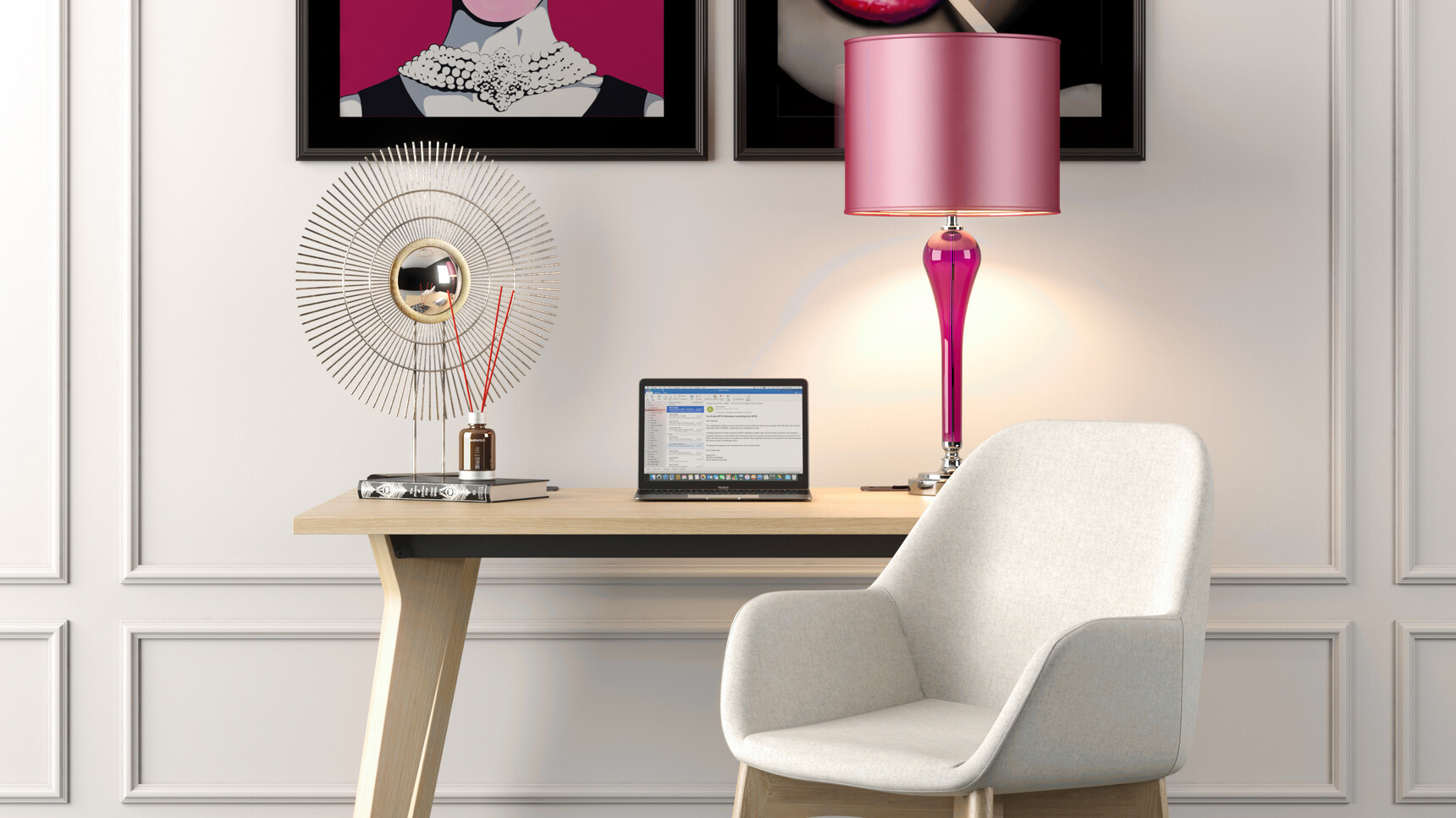 Elite Office Furniture Lux Rectangular Desk With White Chair Detail Image