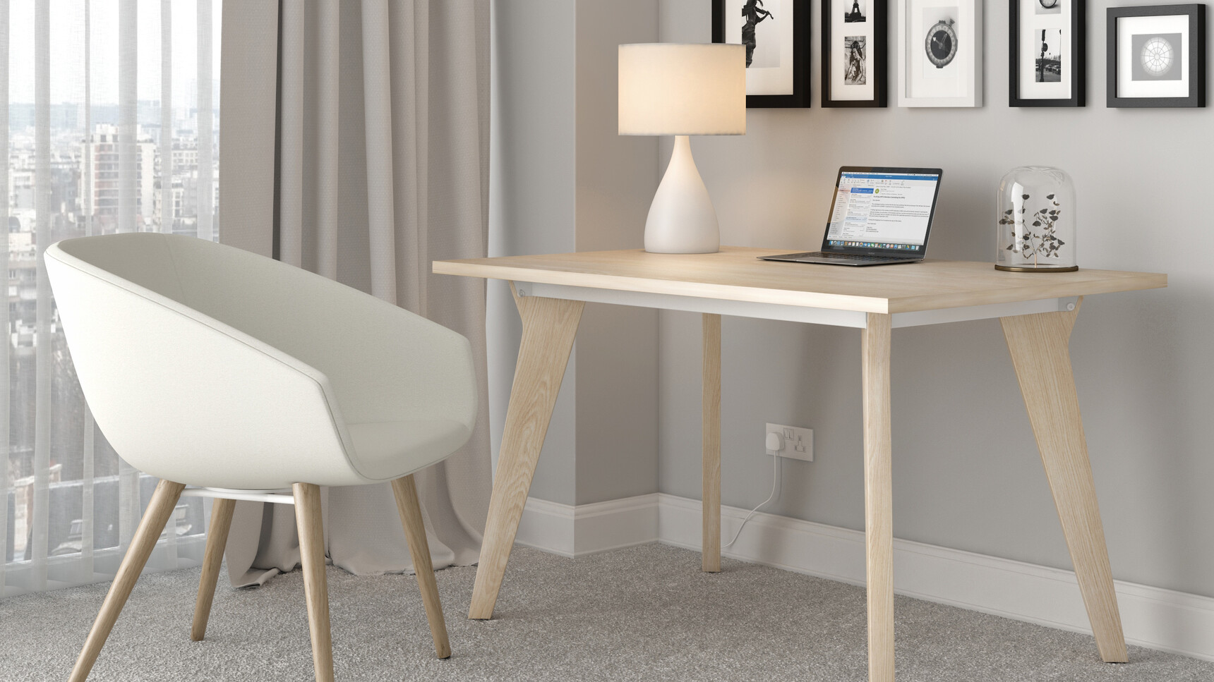 Elite Office Furniture Lux Rectangular Desk With White Chair Family Image