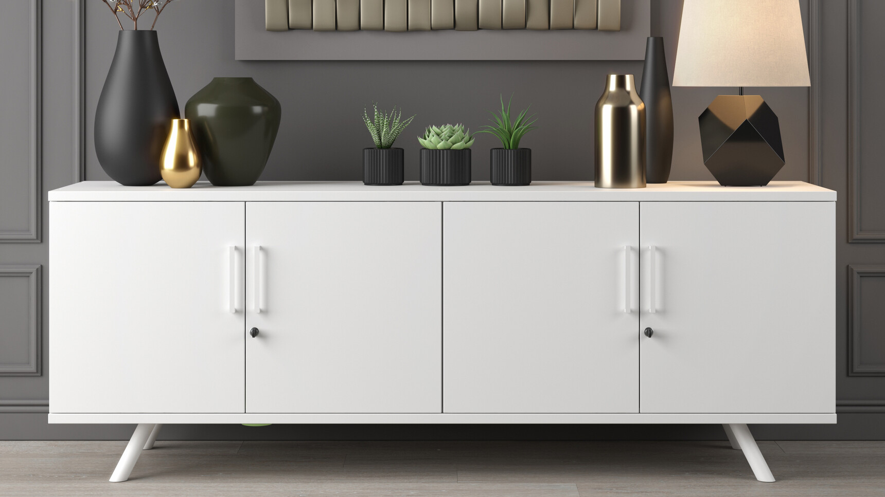 Elite Office Furniture Flare Boardroom Storage Unit 4 Doors White Finish Family Image