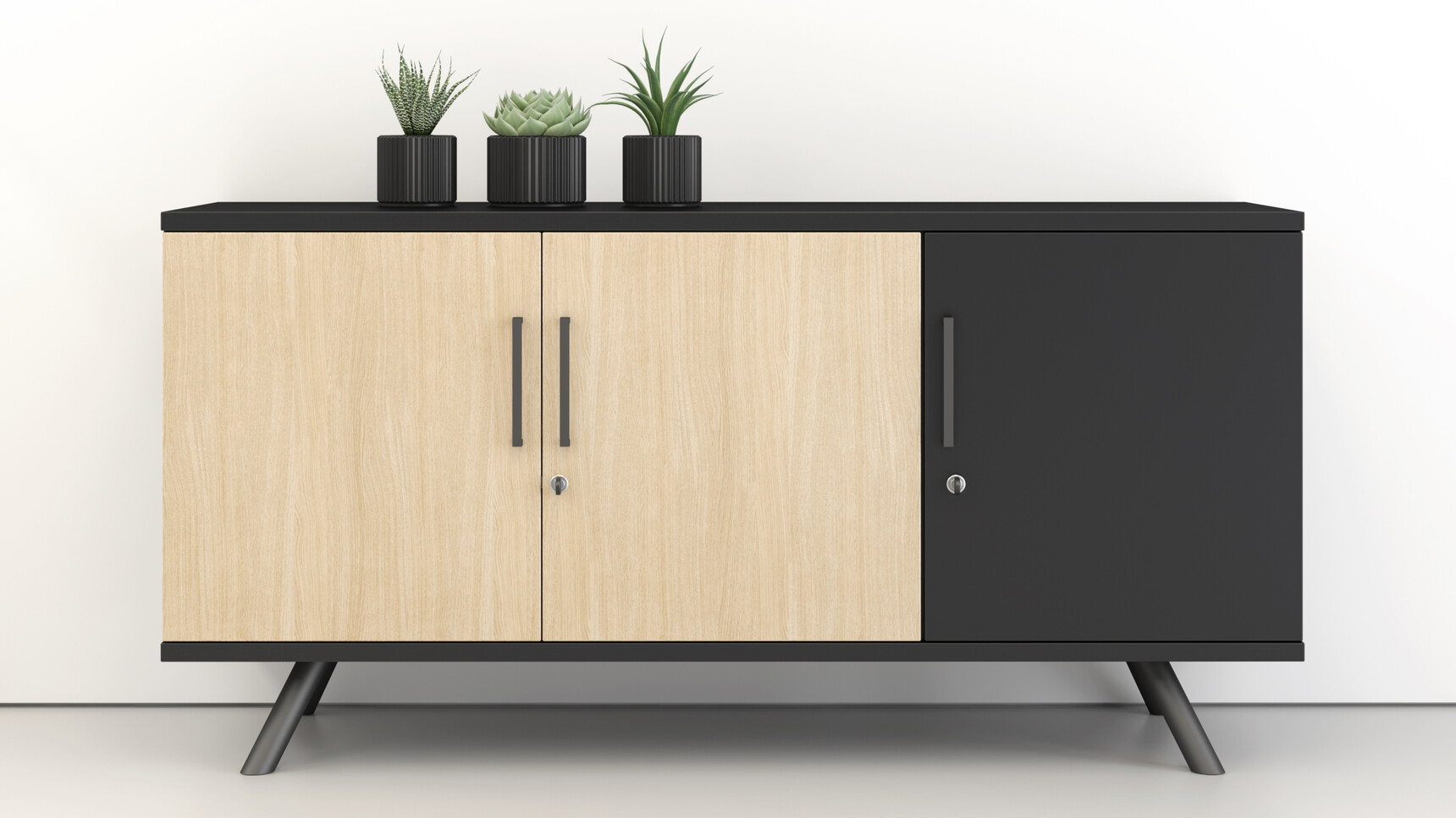 Elite Office Furniture Elite Office Furniture Elite Office Furniture Flare Boardroom Storage Unit Three Doors MFC Black Finish Environment Image