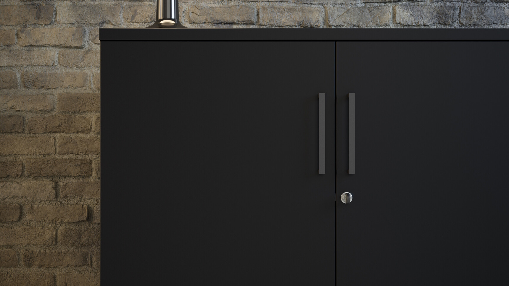 Elite Office Furniture Elite Office Furniture Flare Boardroom Storage Unit Showing Two Doors Black Finish Detail Image