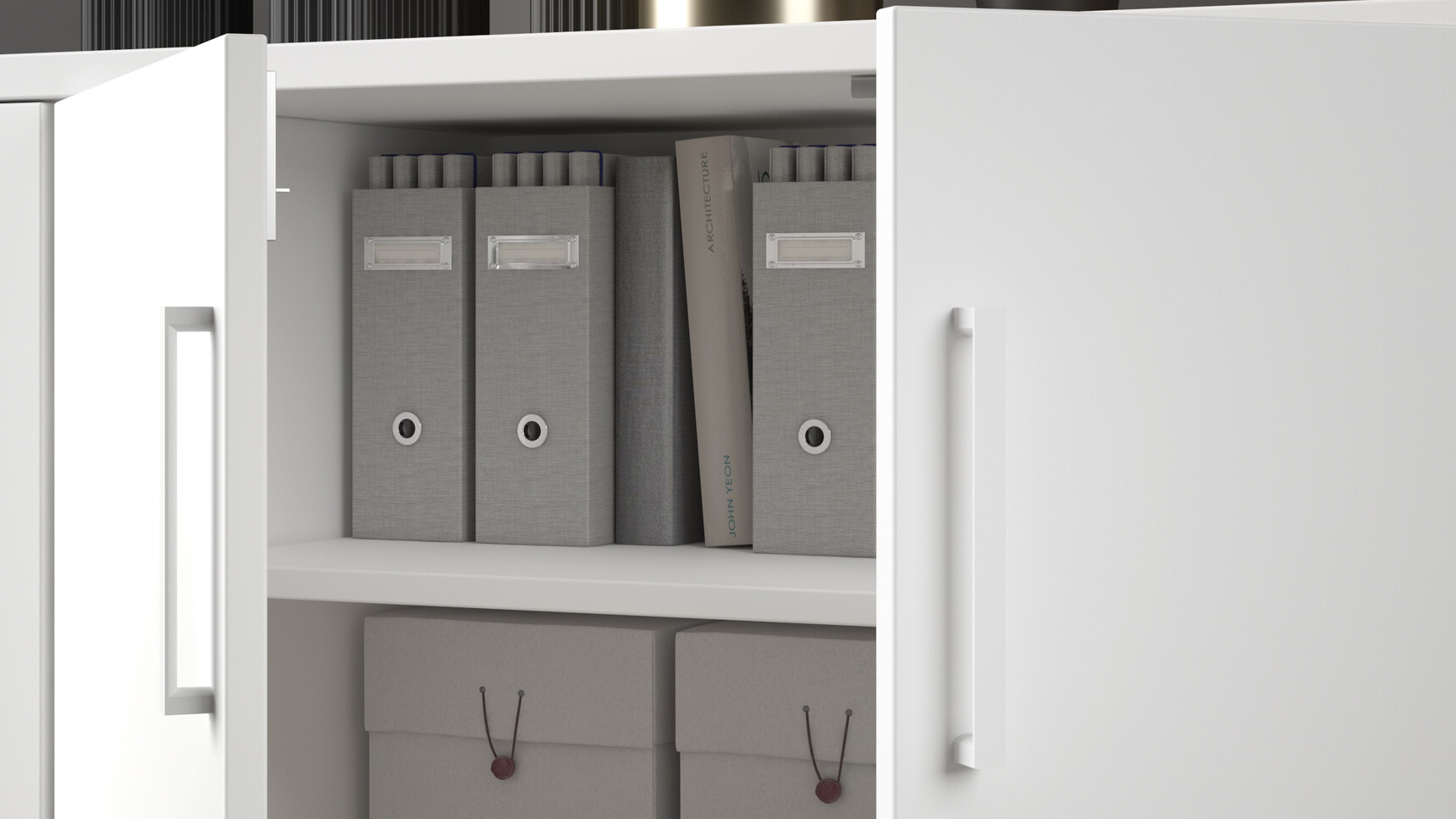 Elite Office Furniture Flare Boardroom Storage Unit 4 Doors Detail Image Of Cupboard White Finish