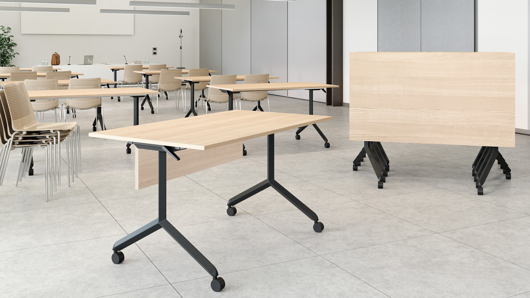 Elite Office Furniture Tilt Fliptop Rectangular Tables In Office Setting