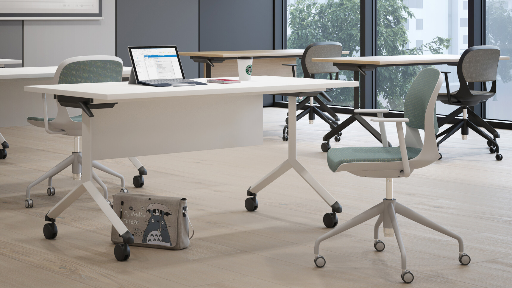 Elite Office Furniture Tilt Fliptop Rectangular Tables In Office Environment