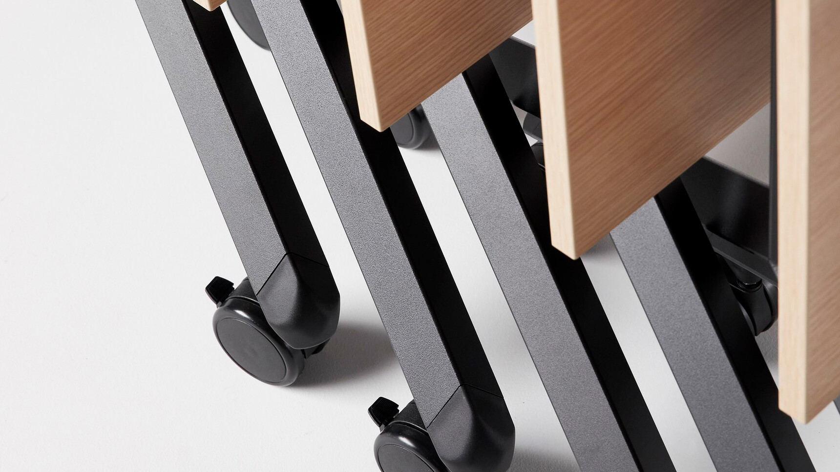 Elite Office Furniture Tilt Fliptop Rectangular Tables Wood Finish Detail Image Of A Row Of Tables