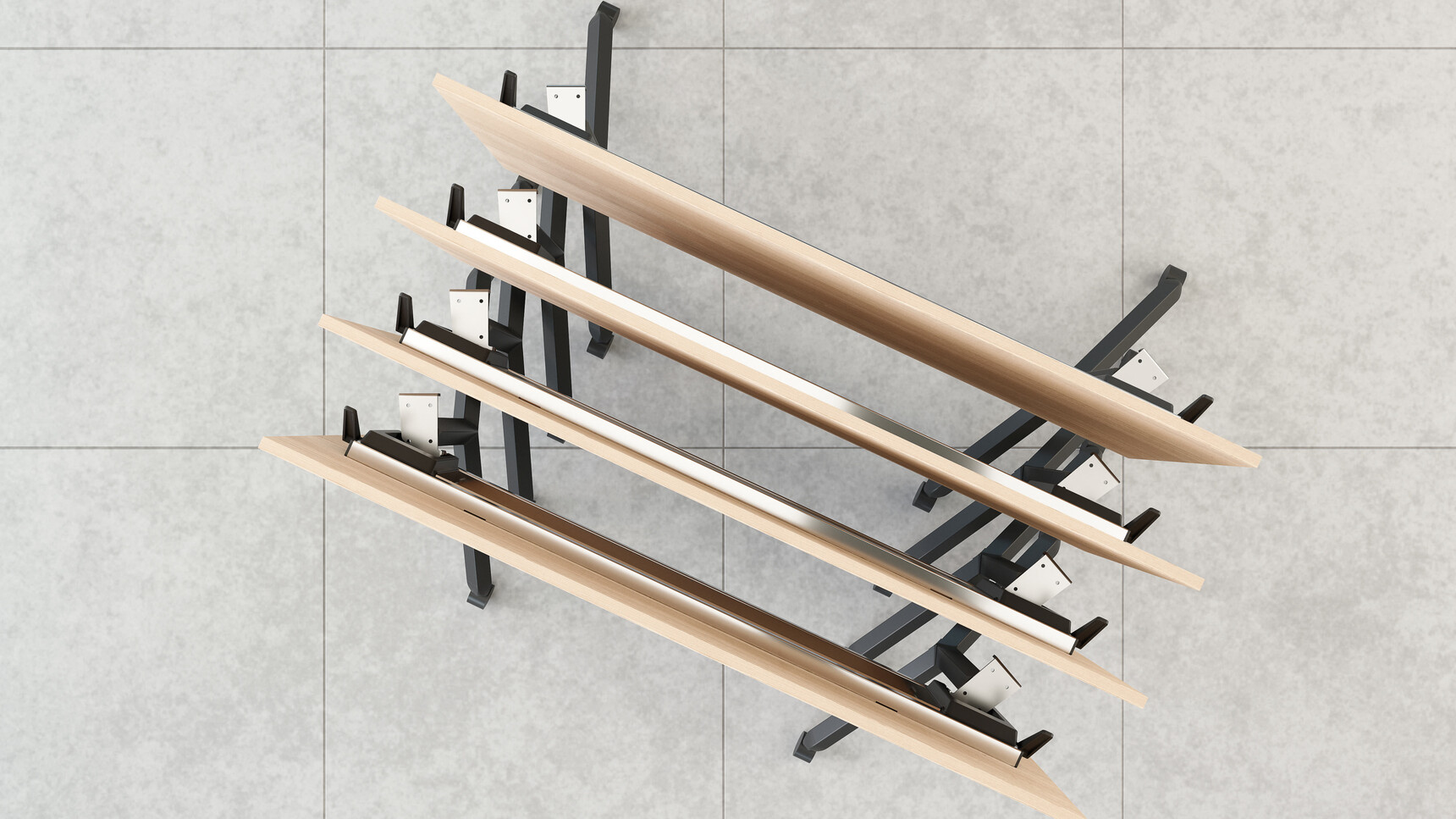 Elite Office Furniture Tilt Fliptop Rectangular Tables Wood Finish Overhead Image