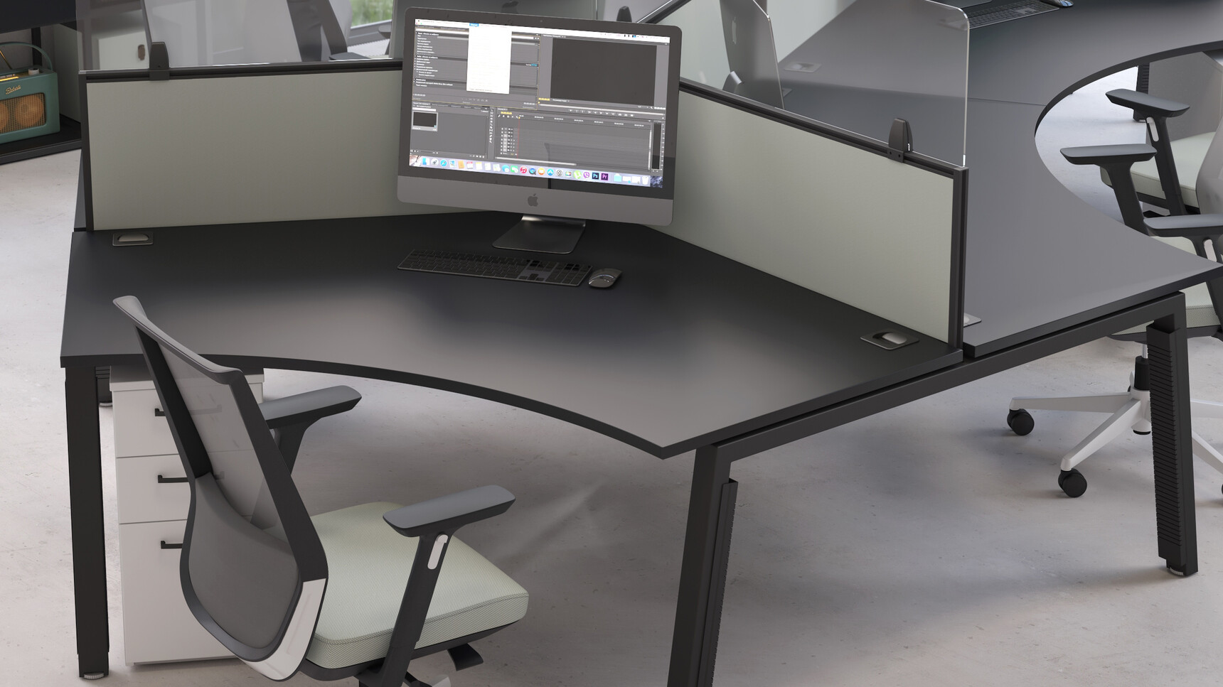 Elite Office Furniture Loop Mesh Task Chair At Table Environment Image