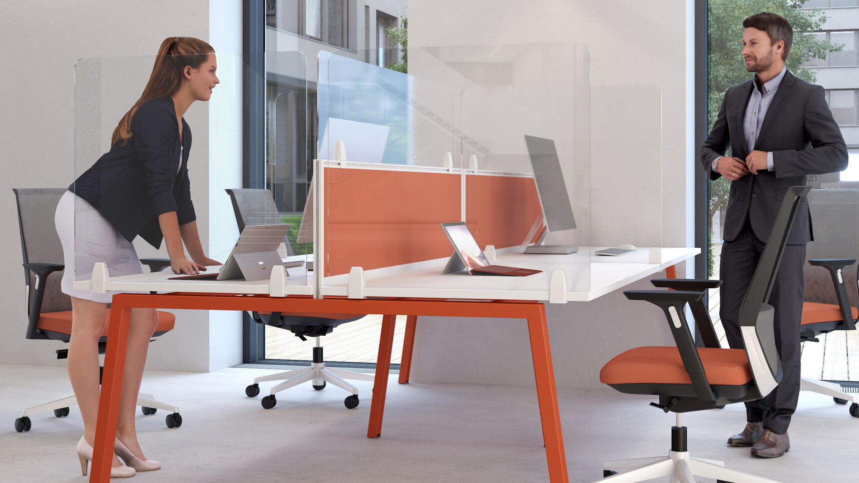 Elite Office Furniture Loop Mesh Task Chair At Bench Desk Office Setting