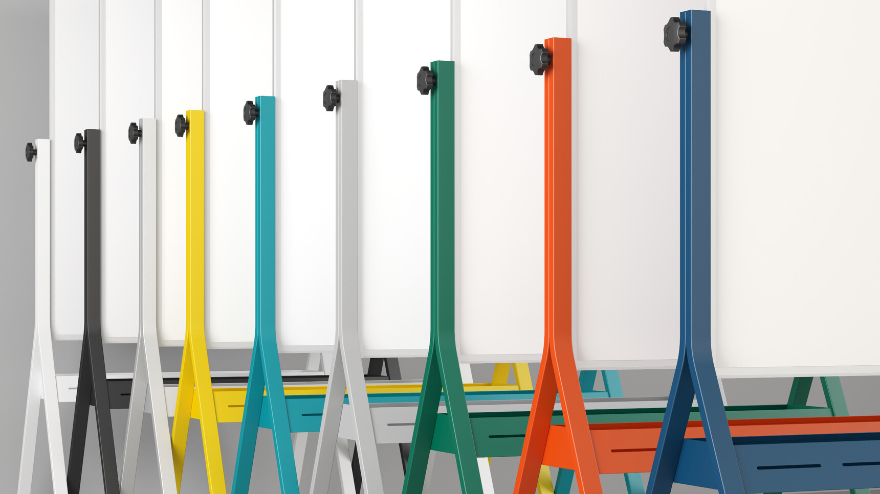 Elite Office Furniture Mobile Portrait Whiteboard Unit Family Image Showing All Colours