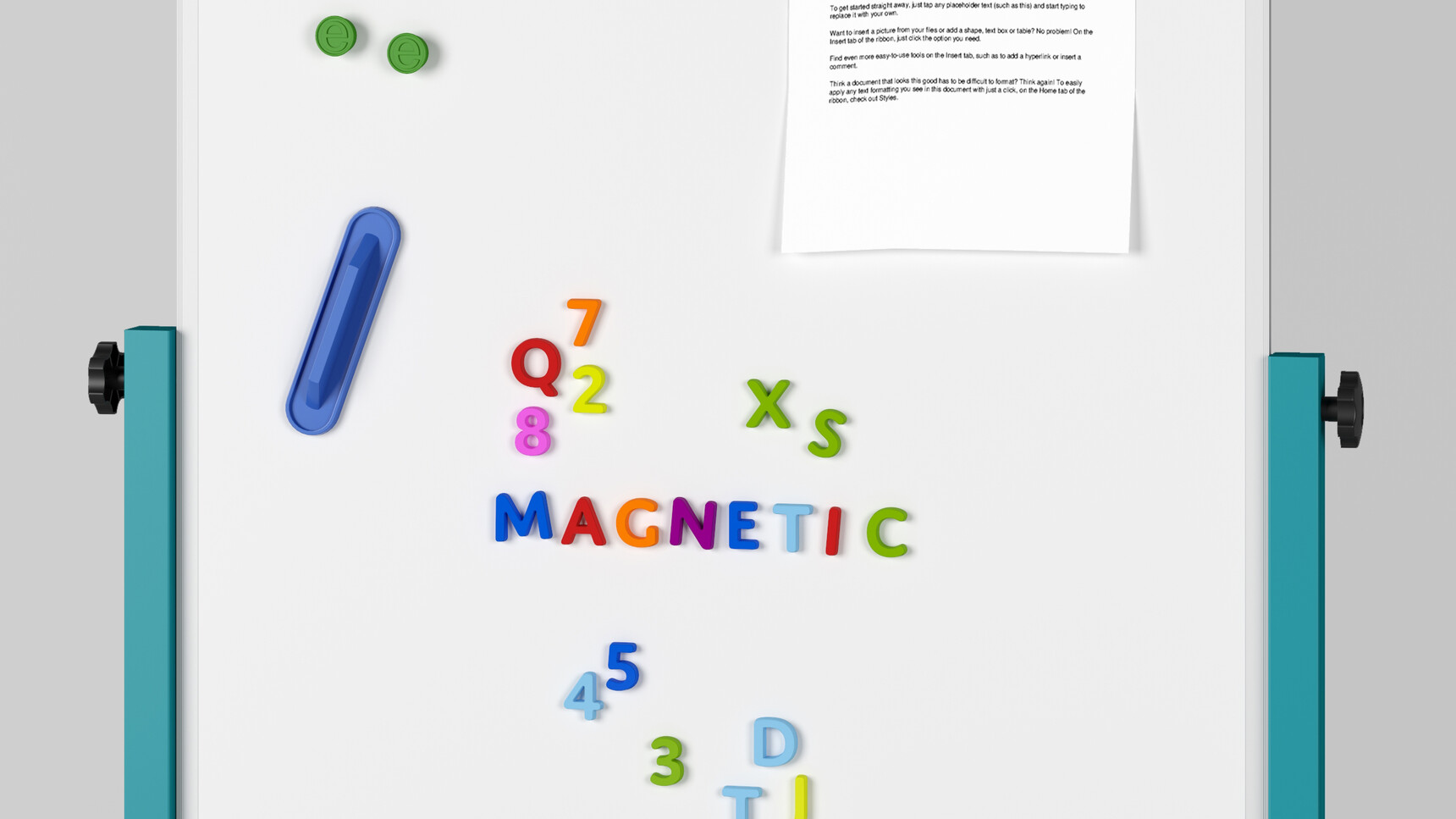 Elite Office Furniture Mobile Portrait Whiteboard Unit Teal Frame Finish In Office Environment