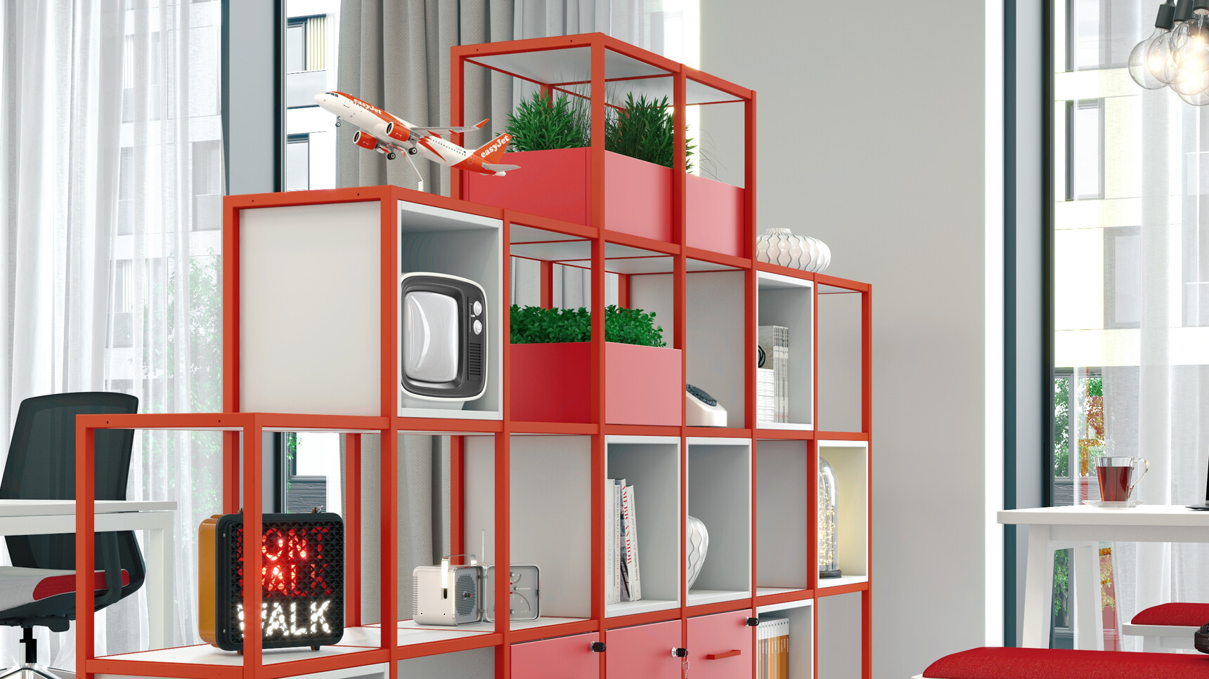 Elite Office Furniture Cubeform Red Finish Family Image