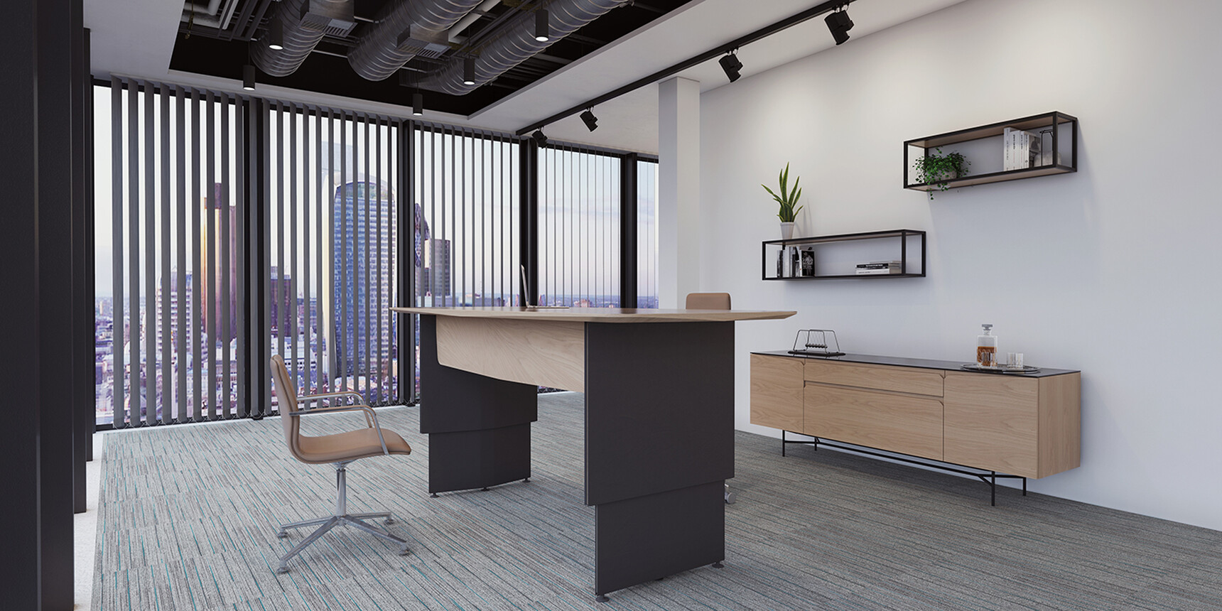 William Hands Vantage Horizon Height Adjustable Executive Desk Extended Family Image