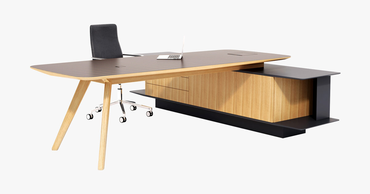 Black l shaped shop executive desk