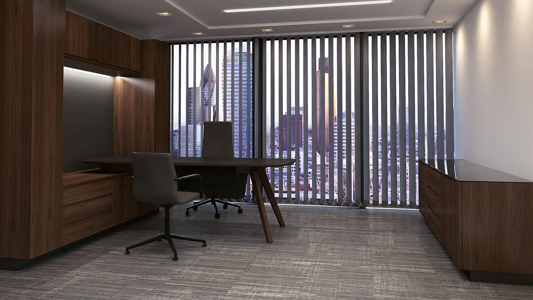 William Hands Vantage L-shaped Executive Desk With Return Black Finish In Executive Office