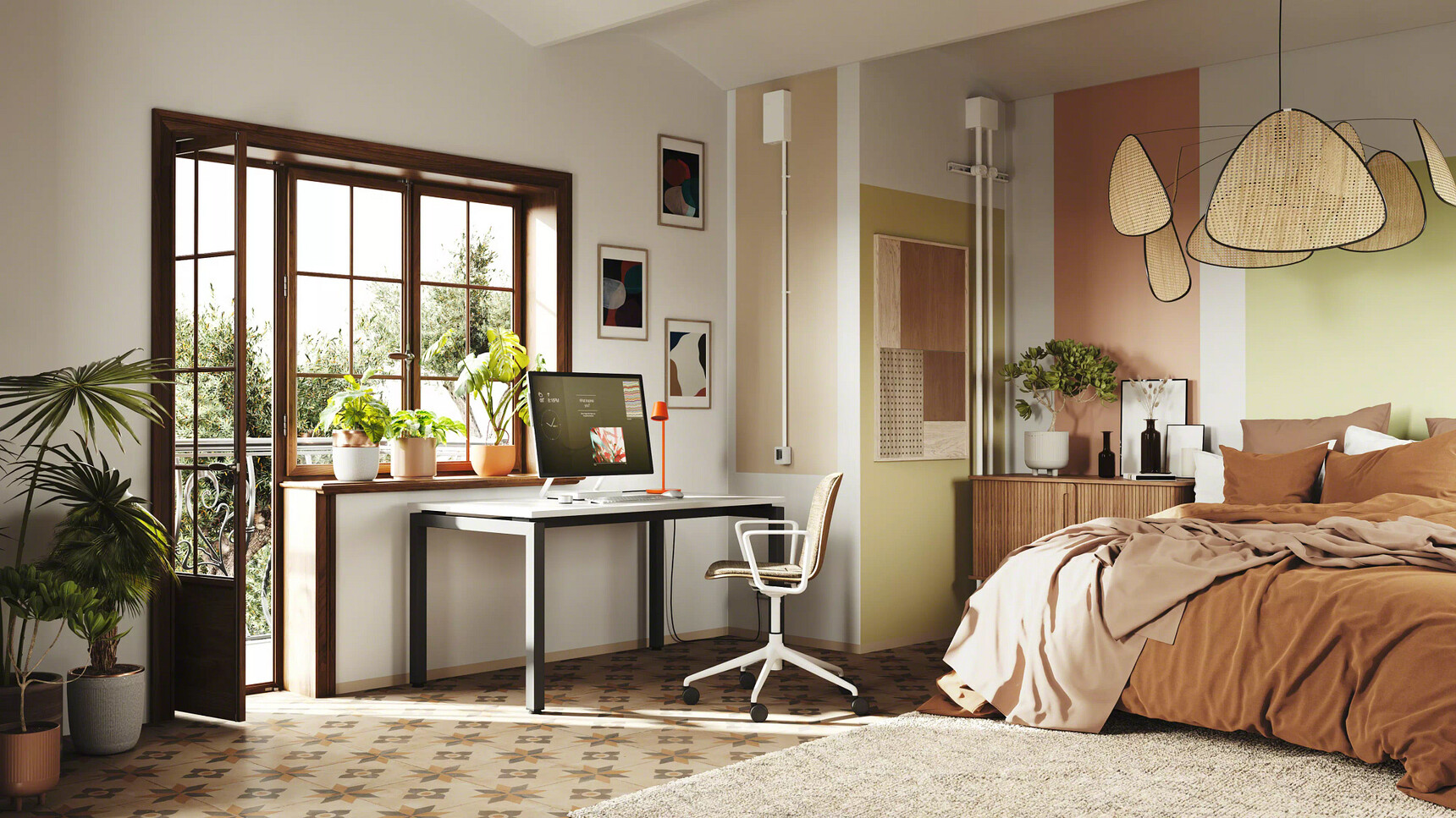 Steelcase Ottima Portico Fixed Height Desk In Home Environment