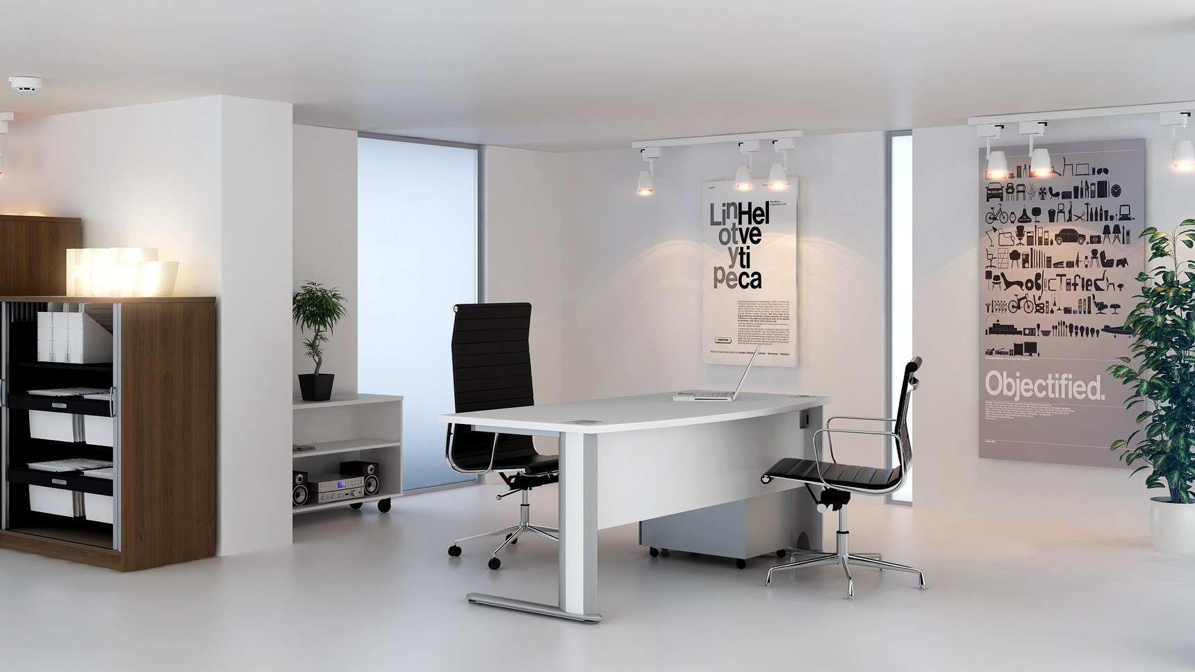 Elite Optima Plus Bow Fronted Rectangular Desk With White Desk Family Image