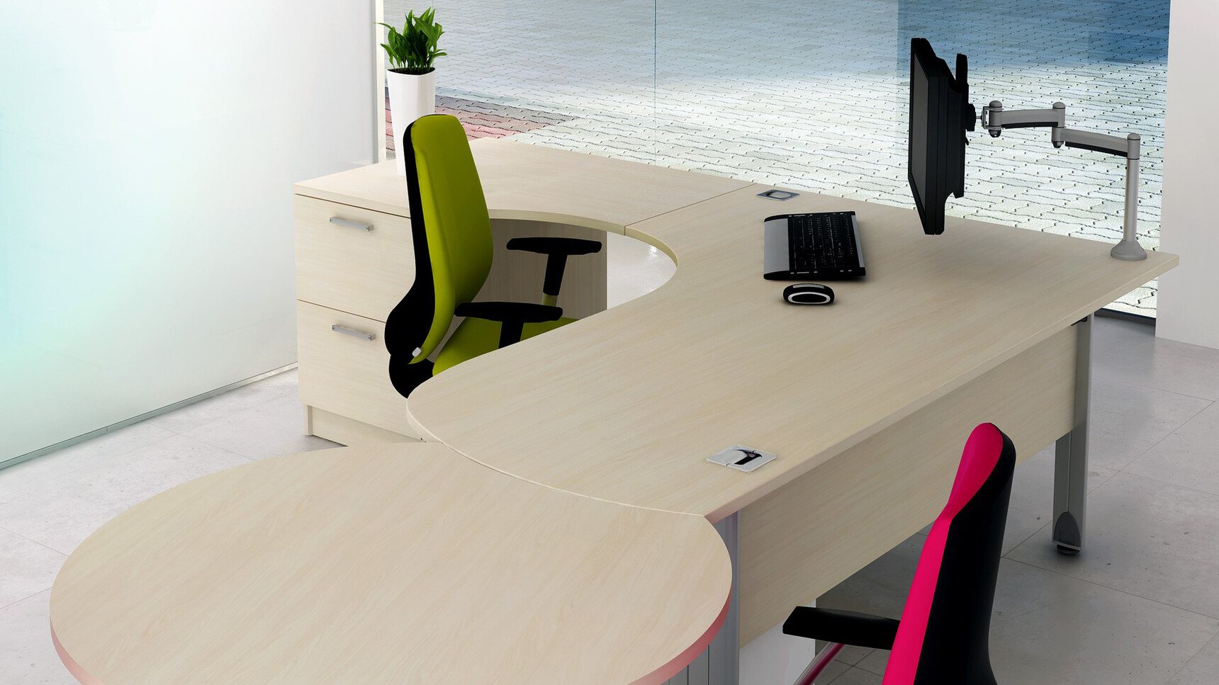 Elite Office Furniture Optima Plus Radius Crescent Workstation Detail Image